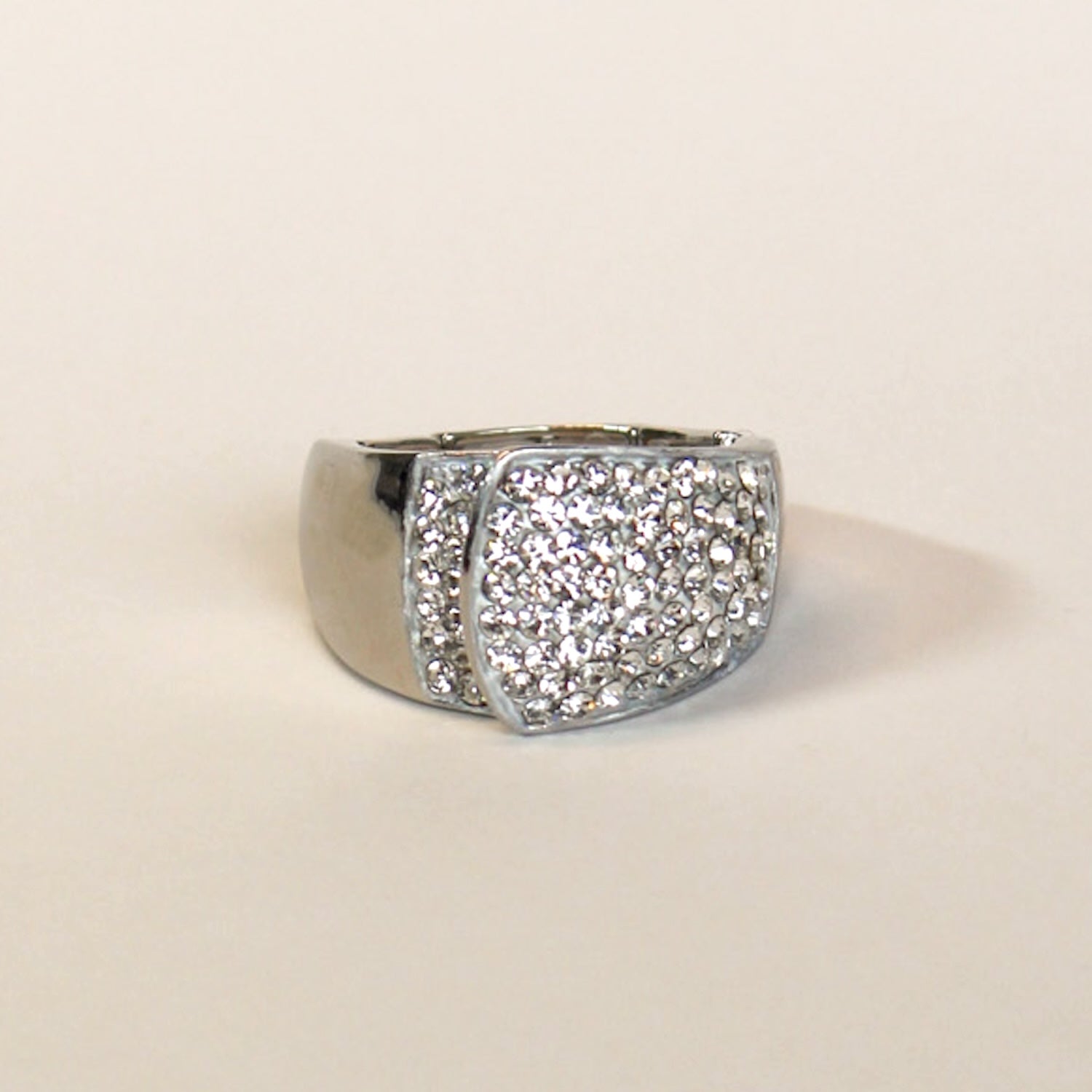 Layered CZ Stretch Ring | Silver