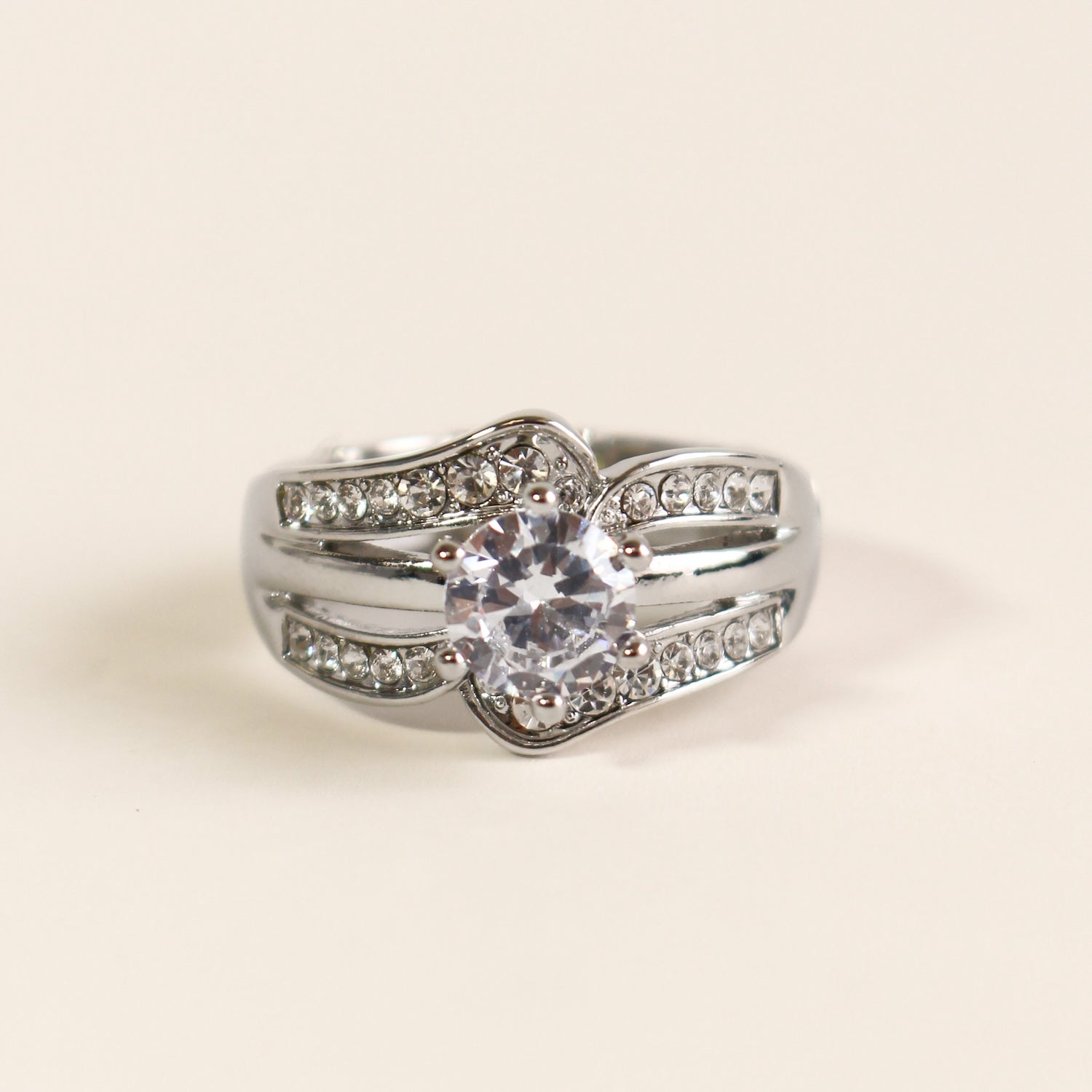 CZ Diamond Stretch Ring | Silver