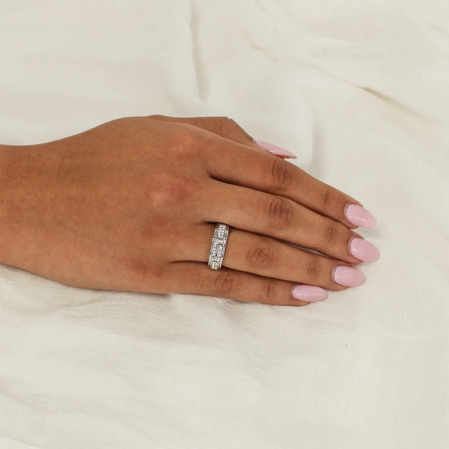 Silver Band w/ CZ Stretch Ring